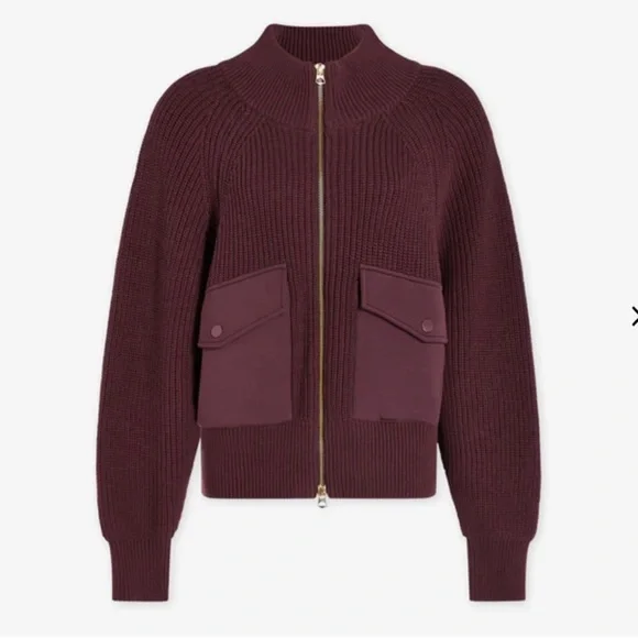 Varley Burgundy Zip-Up Sweater - Picture 2 of 6